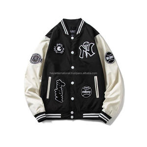 <b>Men's</b> Unisex High Quality Letterman Varsity <b>Jacket</b> Wool Body Genuine Leather Sleeves Stand Embroidery <b>Smart</b> Stylish Winter Wear - Product Image 5