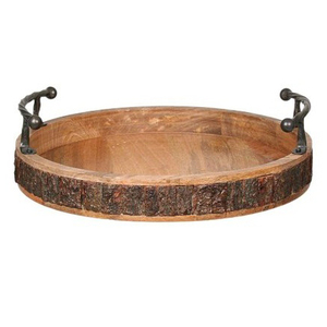 Bandeja decorativa de madera de acacia Bandeja redonda de madera para cocina Bandeja de pizza Mesa de centro Decoración para el hogar Utensilios de cocina - Product Image 3