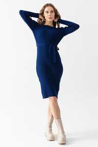 Vestido de cuello redondo de punto para mujer, manga larga, cinturón cálido Flexible, detalle de alta calidad, invierno, nueva moda, personalizable, servicios OEM - Product Image 2