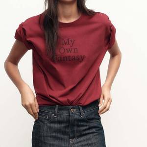 Moda de verano de gran tamaño Boxy Fit Full Cotton Camisetas de mujer Custom Casual manga corta Camisetas cuello redondo para mujeres Casual - Product Image 5