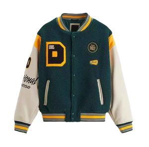 Chaqueta Universitaria Americana de Lujo Personalizada, Estilo Retro, Informal, Vintage, Y2K, Lana, Poliéster, Lona, Cuello en V, Un Solo Botón, Invierno, para Hombre - Product Image 1