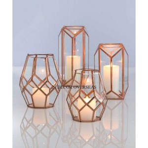 Premium Quality Wooden And <b>Glass</b> Made Candle Holder <b>Lantern</b> With Silver Shiny Polished Metal Top Lid And Handle From India - Product Image 3