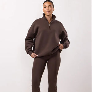 Conjunto Deportivo Cortavientos de Alta Calidad para Mujer, Informal, de 2 Piezas, con Cremallera y Cintura Elástica para Invierno, con Logotipo Frontal - Product Image 1