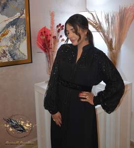 Noir élégant marocain Caftan pour femme arabe filles - Product Image 4