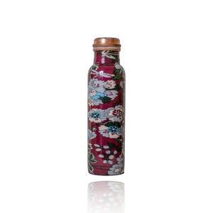 Botella de agua de cobre segura ecológica con esmalte floral artístico y diseño fácil de llevar hecha para amantes del bienestar moderno - Product Image 5