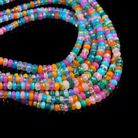 Perles de pierres précieuses Multi Disco Ethiopian Welo Opal 4mm Faceted Rondelle Shape Multifire Opal Stone Beads for Jewelry Strand