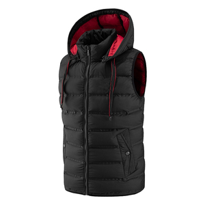 2025 Fashionable Zipper Style <b>Padded</b> Puffer Vest Jacket For Men Customize Polyester Fabric Plus Size Hooded Puffer Men's Jackets - Product Image 2