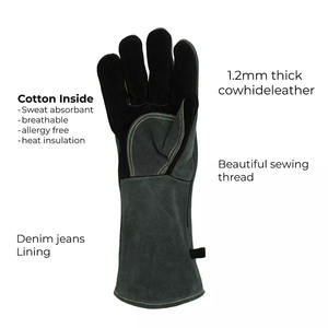 Venta al por mayor Guantes de soldadura Cuero de vaca Split Protector Mano Soldador Guantes DE TRABAJO Guantes de chimenea Barbacoa Construcción - Product Image 6