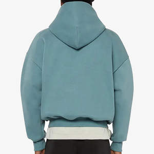 2025 <b>Top</b> Trending Fleece <b>Men</b> Hoodie Drop Shoulder <b>Cropped</b> Boxy Full Zip-Up Double Zippers Waterproof Polyester/Cotton Winter - Product Image 4