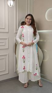 Kurti แบบยาวกับ Palazzo ได้รับความนิยมมาใหม่ชุดปาร์ตี้ด้านล่างและชุดทำงานสำหรับเด็กผู้หญิง - Product Image 6