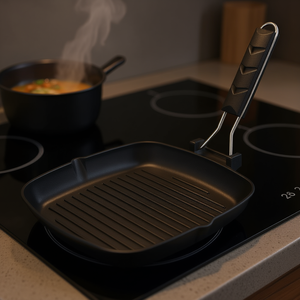 DIETIGRILL INDUCTION Poêle à griller antiadhésive en aluminium 26x26cm Noir 05500260 Compatible avec Ilsa pour plaques à induction et poêles à griller - Product Image 3