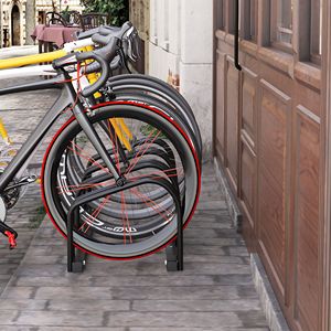 HOMCOM-Soporte de estacionamiento de acero para 4 bicicletas, 110x33x27 cm, color negro - Product Image 2