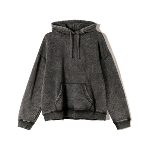 Sweat à capuche pour femme en coton mélangé, délavé à l'acide, respirant, coupe ample et oversize, design personnalisable, pour l'hiver - Product Image 6