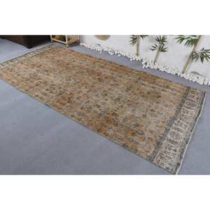 Tapis patchwork en laine marron et gris classique pour salon chambre à coucher tapis moelleux 4.5ft X 9.5ft avec support en latex pour couloir - Product Image 3