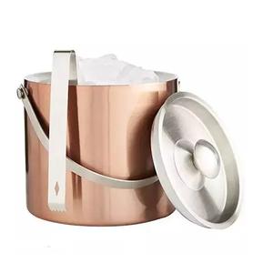 ถังน้ําแข็งชุบโลหะเงินดีไซน์อเมริกันตะกร้าทรงกลมพร้อมที่จับแฮนด์เมดปรับแต่งเอง - Product Image 6