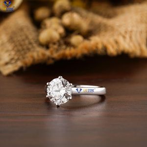 2.00 TDW bague en diamant taille ronde 18k or blanc serti solitaire Cvd/Hpht diamant pierre de laboratoire - Product Image 2