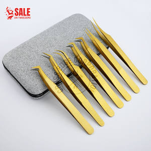 Curved Classic Fiber Tip Eyelash Extension Tweezer 90 degree Boot Volume Comfortable Grip Precision Lash <b>Tool</b> - Product Image 1