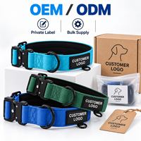 Collier pour chien rembourré robuste avec patch logo personnalisé, boucle à dégagement rapide en métal, réglable en nylon, vente en gros en vrac