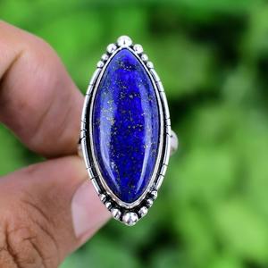 Plata de Ley 925, diseño clásico, regalo de boda, Plata de Ley 925, piedras preciosas hechas a mano, lapislázuli, Spinner, anillo de promesa, joyería - Product Image 3