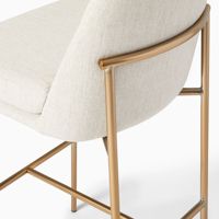 Tabourets de bar modernes Jerry pour l'intérieur, avec structure en bois et revêtement en tissu, design écologique réglable, finition or crème