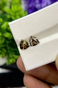 Par de tanzanita natural sin calentar, lupa de corte trillón, zoisita amarilla, piedra preciosa en forma de pera para la fabricación de joyas, suelta con certificación IGI - Product Image 3