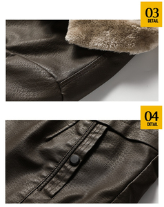 Chaqueta de Motociclista de Cuero para Hombre, Estilo Bomber, Personalizada, de Alta Calidad, para Otoño e Invierno, Abrigo Cálido de Terciopelo - Product Image 6