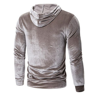 Best Selling Trending Heavyweight Pullover Velour <b>Hoodies</b> <b>Men</b> <b>Thick</b> Custom Comfortable Basic Cotton Blended Velvet <b>Hoodies</b> - Product Image 2