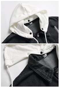 Veste en jean pour hommes de qualité supérieure avec patch cousu OEM personnalisé veste en jean personnalisable à capuche en coton respirant vente en gros - Product Image 3