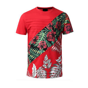 T-shirt 100% coton de haute qualité pour hommes Logo de marque personnalisé imprimé tissu tricoté à impression numérique à motif solide - Product Image 1