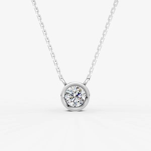 Pendentif solitaire rond serti d'un diamant de laboratoire de 0,85 carat, qualité EF-VVS2, en or massif 14 carats, idéal pour un usage quotidien ou comme cadeau. - Product Image 1