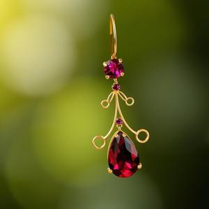 Boucles d'oreilles en argent sterling plaqué or 18 carats Boucles d'oreilles grenat tempérament simple respectueuses de l'environnement - Product Image 3