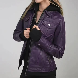 Hecho para capas y calidez ligera, esta chaqueta de cuero genuino aerodinámico para mujer se adapta a cada atuendo y temporada - Product Image 6