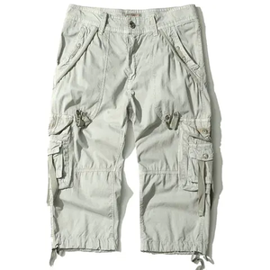 Custom Plus Size Men's Canvas Breathable <b>Knee</b> Length High Waist Drawstring Closure Summer Casual Shorts Pants Eco-Friendly Solid - Product Image 1
