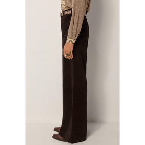 Pantalon large ROMEO taille haute, technique de teinture unie, couleur boue - Product Image 4