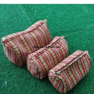 Bolsa de gasa de viaje cosmética acolchada reutilizable de algodón con estampado Floral indio hecho a mano de la mejor calidad, neceser al por mayor - Product Image 6