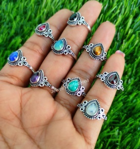 แหวนนิรันดร์ขายส่งขายดีที่สุดชุบเงินสเตอริงอัญมณีธรรมชาติกันน้ำทองเหลืองสแตนเลสเพชรของขวัญ - Product Image 3