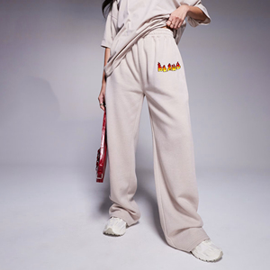 High Quality Custom Made 100% Cotton Loose Fit Flare <b>Jogger</b> Pants For <b>Women</b> Breathable Wide <b>Straight</b> <b>Leg</b> Hip Hop Sweatpants - Product Image 5