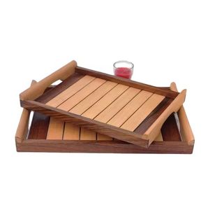 Assiettes de service en bois naturel hautement polies et abordables pour servir des aliments délicieux Plateau de style élégant en bois - Product Image 6