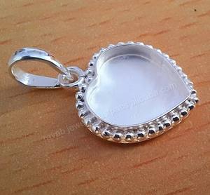 จี้หัวใจสีเงิน925ทึบจี้หัวใจสีเงินชุดฝาจี้หัวใจเปล่าจี้รูปหัวใจส่วนประกอบการค้นหาเครื่องประดับ - Product Image 2