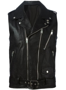 Gilet de moto en cuir noir pour homme avec logo personnalisé, service OEM, imperméable et coupe-vent - Product Image 5