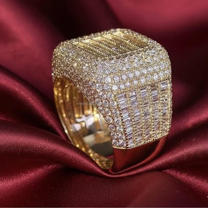 Baguette Cut Moissanite Diamond <b>Iced</b> Out Mens <b>Ring</b> Rhodium Plated Sterling Silver Hip Hop Style Luxury Wedding Anniversary Gift - Product Image 3