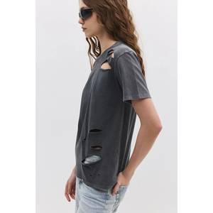 T-shirt décontracté pour femme, coupe ajustée et ample, 100% coton, motif 3D, haut pour l'été, tailles XS à 5XL - Product Image 5