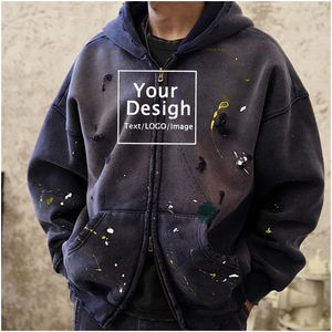 Sweat à capuche unisexe lavé à imprimé personnalisé Sweat à capuche vintage surdimensionné à double épaisseur - Product Image 2