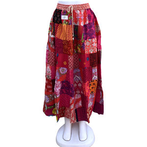 <b>Skirt</b> Cotton Printed Patchwork Wrap New Designs Reversible Breathable Streetwear for Women Natural Waistline for Summer - Product Image 2