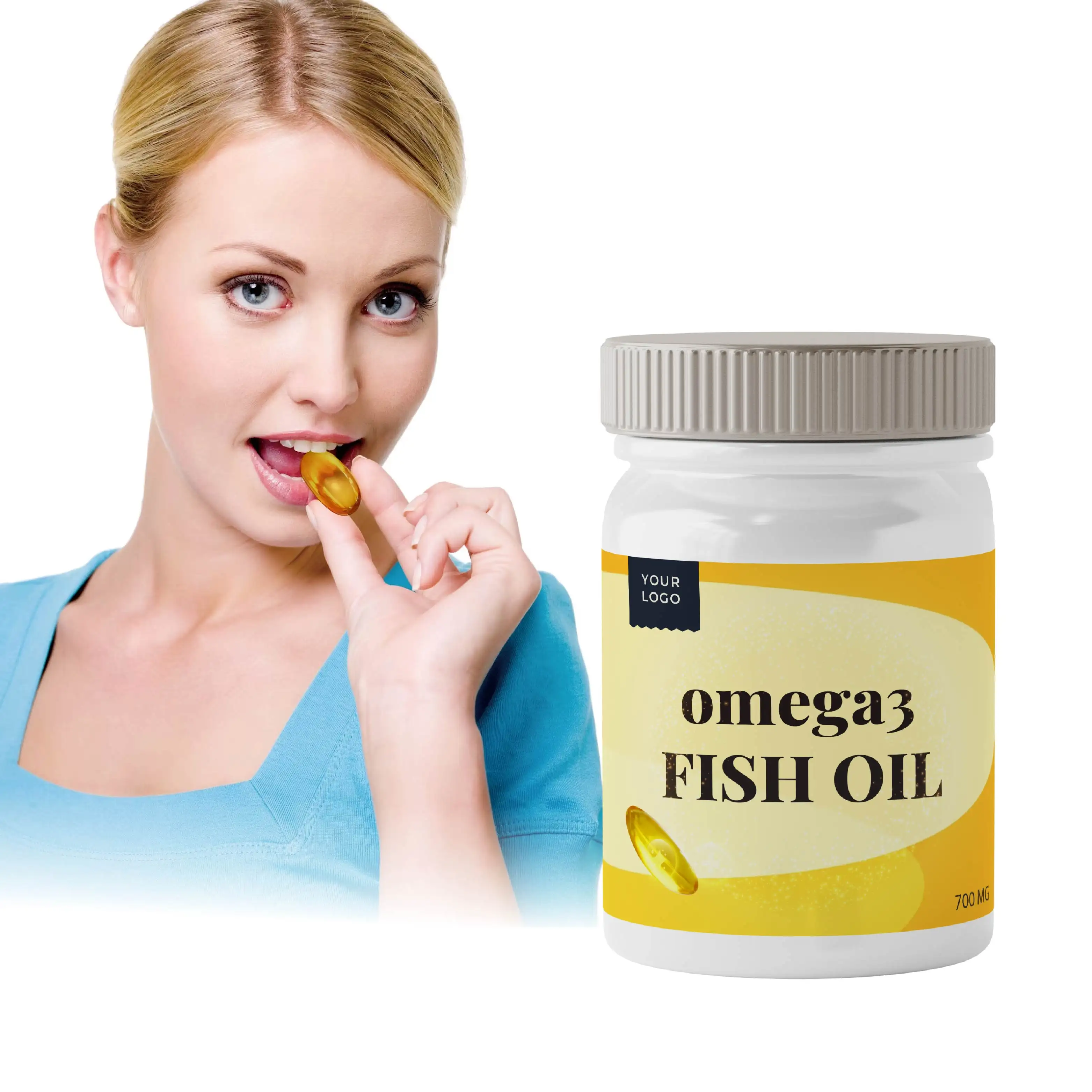 Integratori di olio di pesce Omega 3 a tripla resistenza con etichetta privata di alta qualità pesce d'altura selvatico pescato dalle acque norvegese