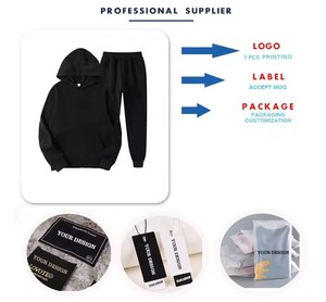 Ensemble de survêtement moderne pour hommes en polaire de haute qualité vêtements de sport de gymnastique de couleur unie avec logo imprimé pantalons de survêtement d'hiver - Product Image 4