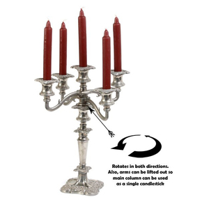 Candelabros de pie de aluminio niquelado hechos a mano para elevar velas cónicas de 5 brazos - Product Image 6