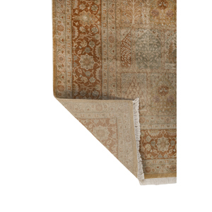 Alfombra de Seda Anudada a Mano con Diseño Floral Gulmarg, Rectangular, Roja y Naranja, para Sala de Estar, Modelo Puzzle-ASL-1505 - Product Image 5