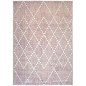 Tapis berbère rose classique fait main pour salon, couloir, entrée - Design rectangulaire en patchwork PP par Netline Home - Product Image 1