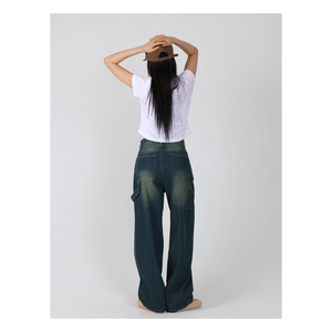 Pantalones vaqueros de mujer de moda para mujer, pantalones vaqueros de pierna ancha, estilo informal a la moda, cómodos pantalones holgados para uso diario, todo el año H5002 - Product Image 5